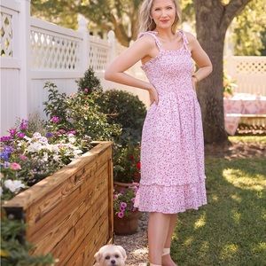 Draper James pink floral midi dress small